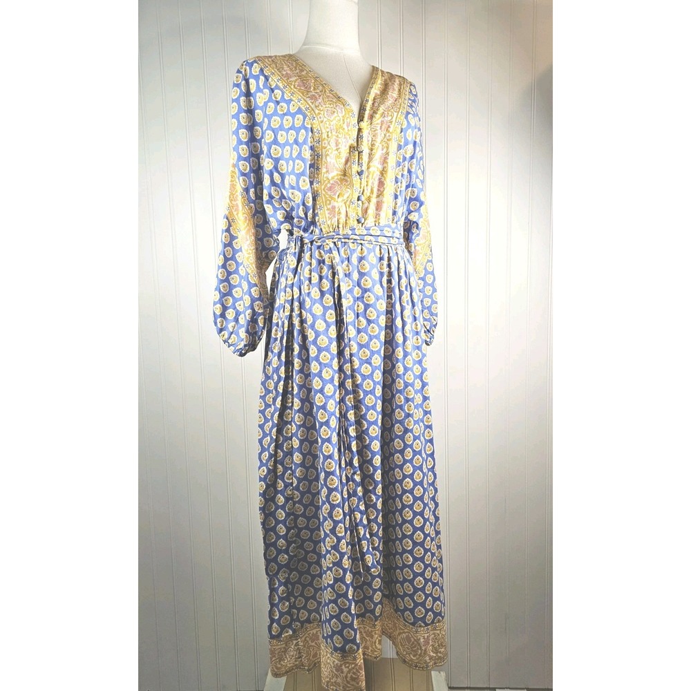 J. Crew V-neck Floral Cover-Up Maxi Dress Women's S Organic Cotton Boho Coastal